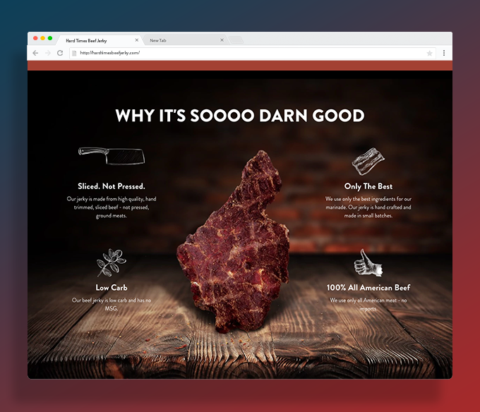 Detail webpage Hardtimes Beef Jerky redesign