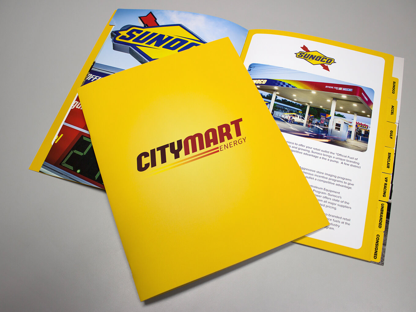 Back40 print design piece CityMart Energy folder