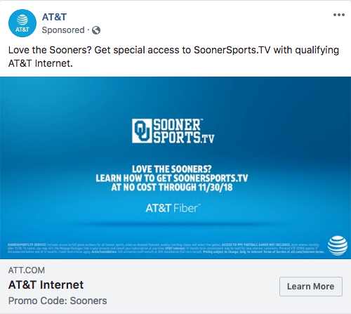 AT&T Localized Facebook ad