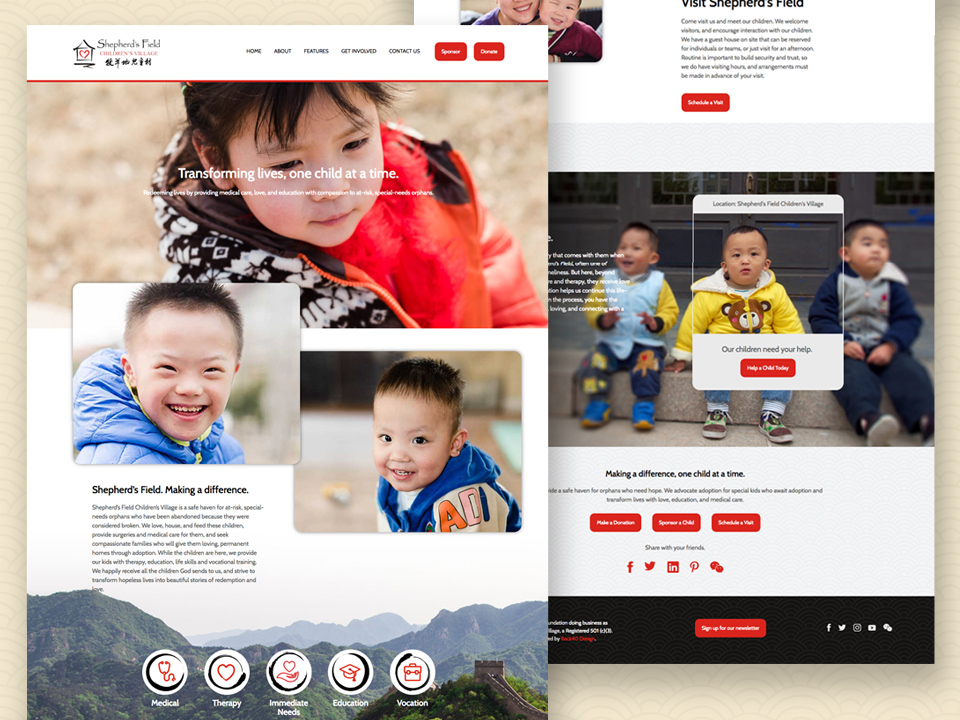 Shepherd's Field Children's Village, Back40 Design's most recent nonprofit custom website project