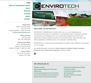 Oil & Gas website design - Envirotech Engineering & Consulting, Inc.