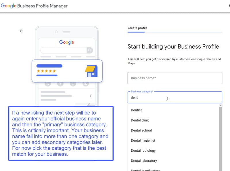 Start building your Business Profile