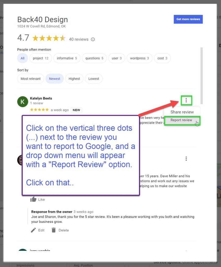 Reporting a Google Review